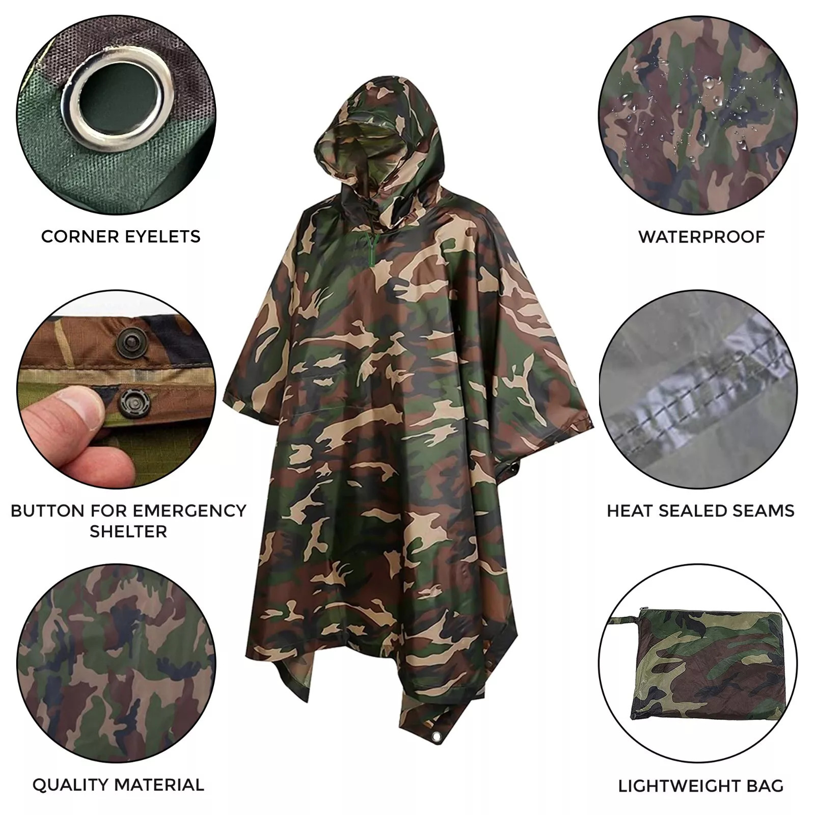 Fishing Rain Suit - Kamizelka przeciwdeszczowa w kamuflażu, pełna kurtka